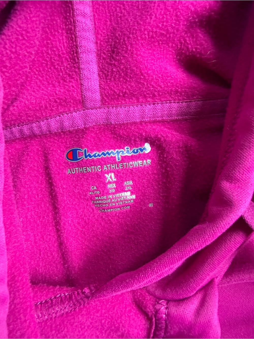 Champion Hot Pink Hooded Pullover XL - Picture 3 of 3